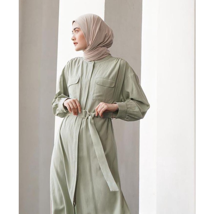 Aeesha Baju Tunik Wanita Muslim Lengan Panjang LIN000032A Hijau
