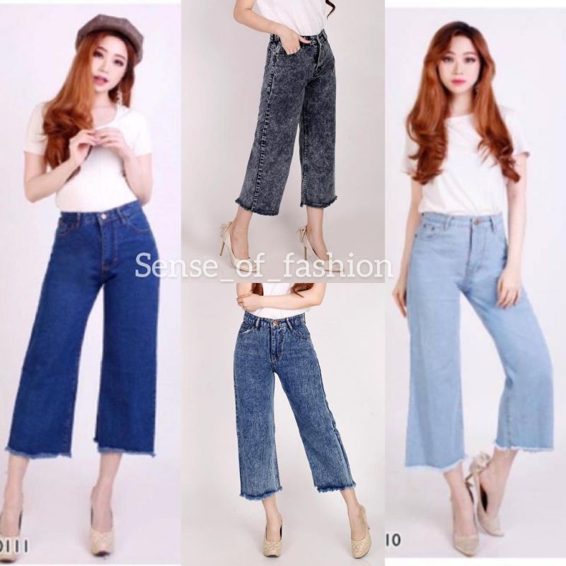  Bisa COD celana  jeans kulot rawis 7 9 wanita Shopee 