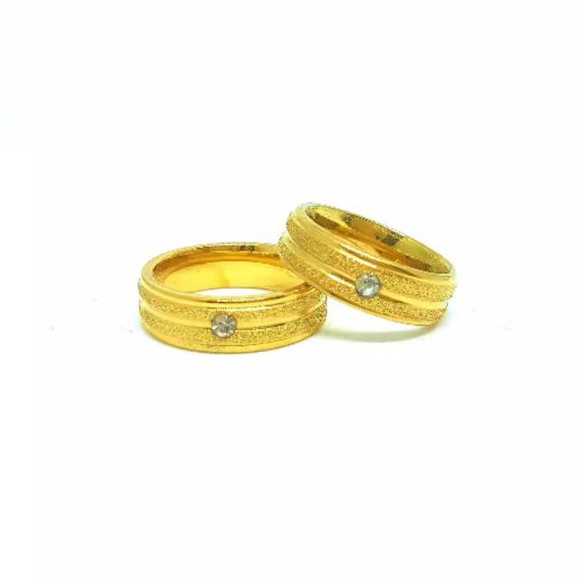 BISA COD Cincin titanium/couple/ FREE BOXtunangan pasir mata list warna kuning