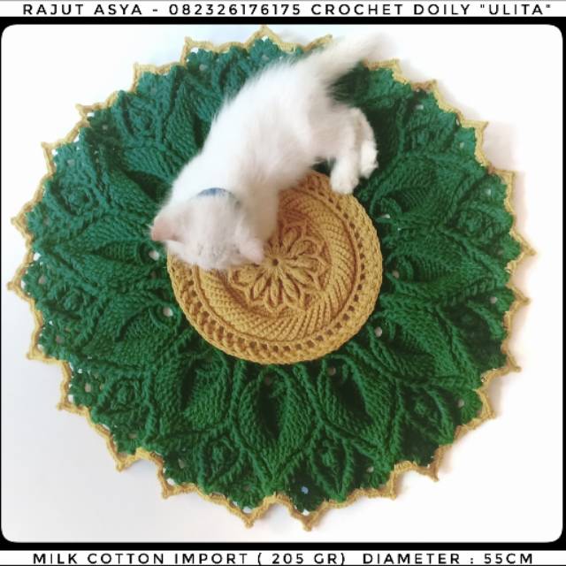 Taplak bulat - Taplak rajut