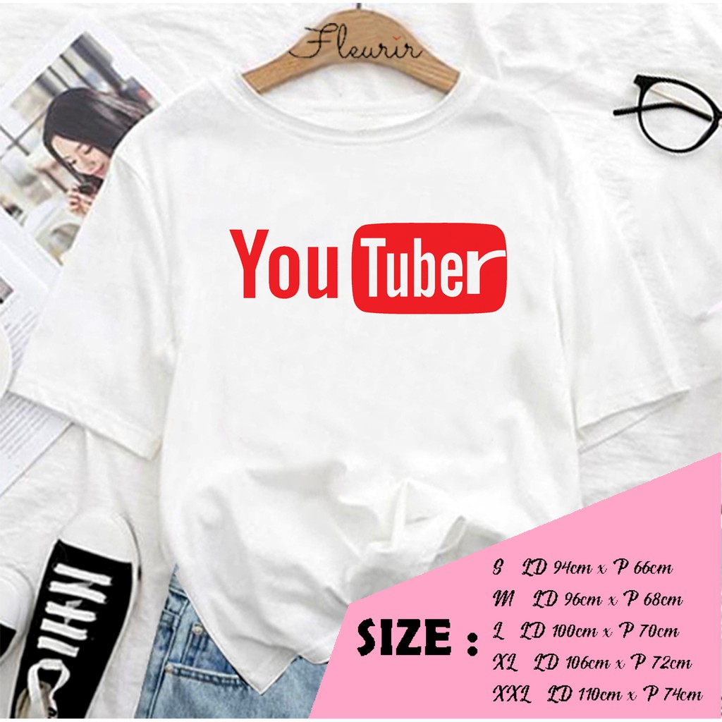 FLEURIR - KAOS YOUTUBERR OVERSIZE KATUN KAOS WANITA DEWASA TUMBLR TEE UNISEX JUMBO