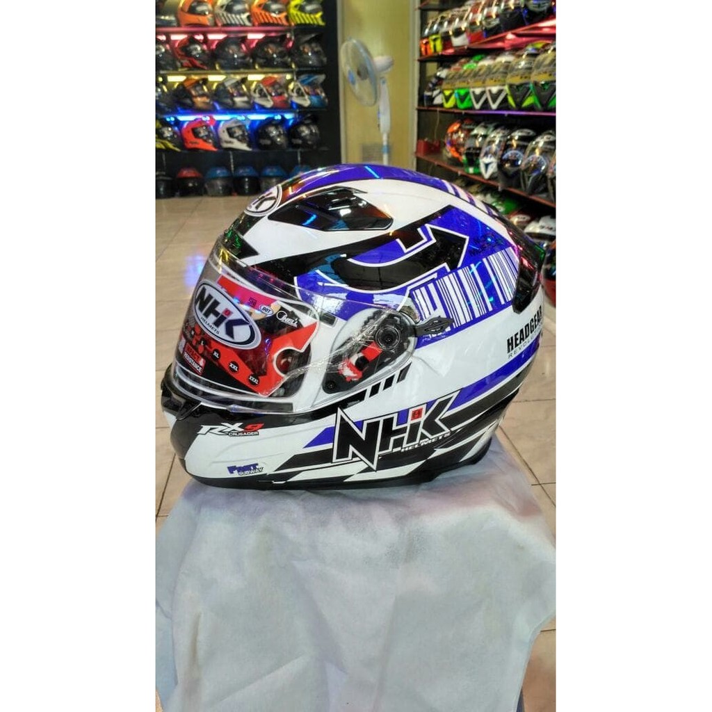 Helm NHK RX-9 Moeex Moffler White Blue Fullface RX9 Moexx