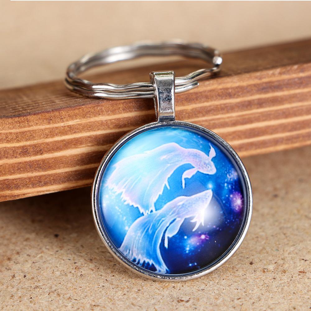 Suyo Constellation Keychain Fashion Celestial Keyring Hadiah Ulang Tahun Terbaik Leo Libra Scorpio Sagitarius