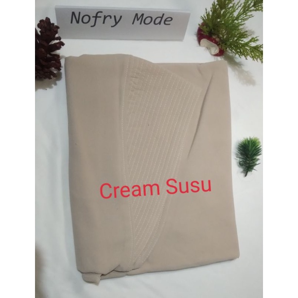 kimar kotak mini ceruty beby doll dua layar./ hijab ceruty dua layer mini beby doll prremium(beli 3 bunus ikat rambut 1)-Cream susu