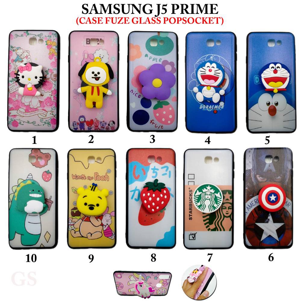 Case Fuze Glass Popsocket SAMSUNG Galaxy V J1 Ace J2 Prime J4 Plus J5  J7 Prime J6 Plus M01 M10