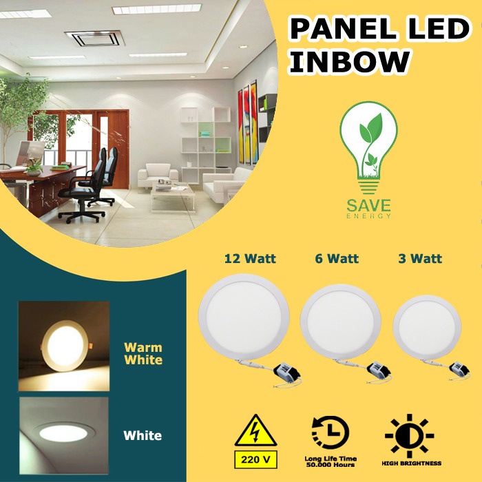 Lampu Downlight LED Lampu Panel LED Inbow Bulat