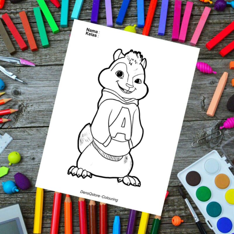 

Kertas Mewarnai Anak Tema Chipmunks / Kertas Gambar (10 Lembar Gambar)