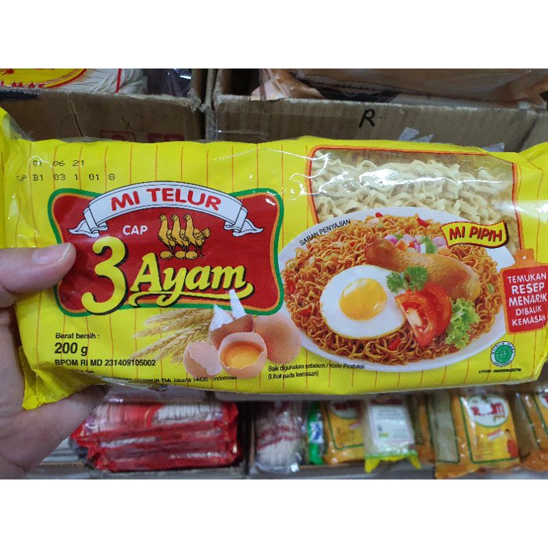 

mi telur cap 3ayam 200gr / mie