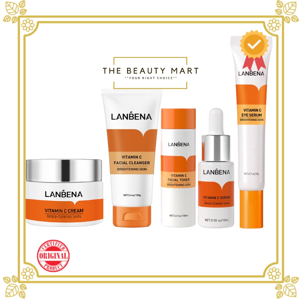 LANBENA Whitening Vitamin C Complete Set | Perawatan Wajah Whitening Vit c Fade Dark Spots Remove