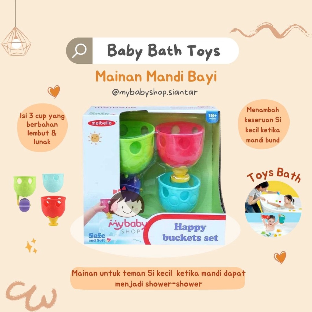 Mainan Meibeile Happy Buckets Set / mainan bath toys / mainan air / mainan mandi / mainan shower / b