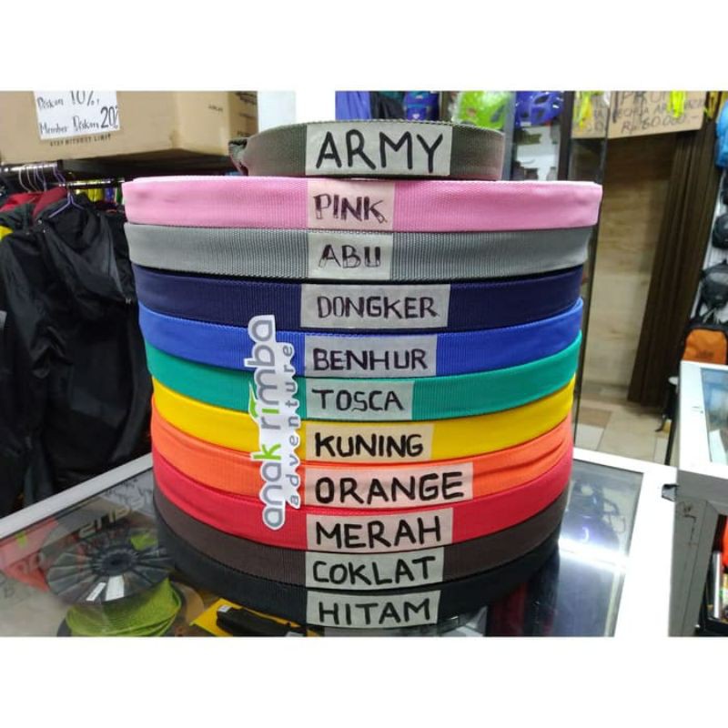TALI WEBBING LOKAL TUBULAR, TALI TUBUH, TALI HARNESS per Meter