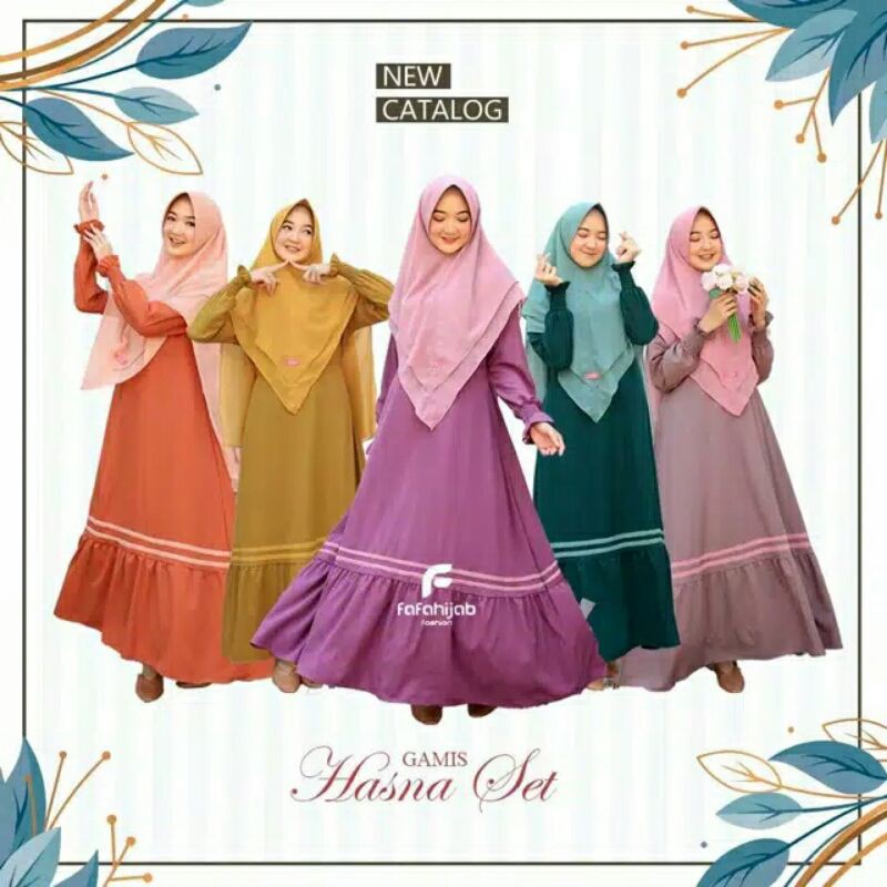 (READY)HASNA SET ORIGINAL BY FFH - SET GAMIS SYARI ORIGINAL