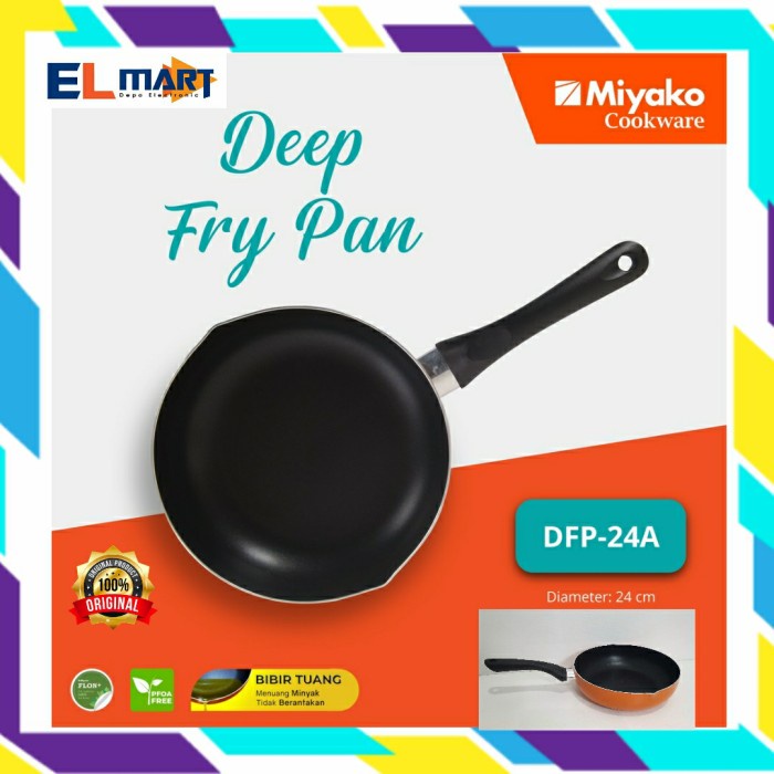 Miyako Deep Wok Pan 24cm DFP 24A DFP24A Wajan Anti Lengket Bibir Tuang