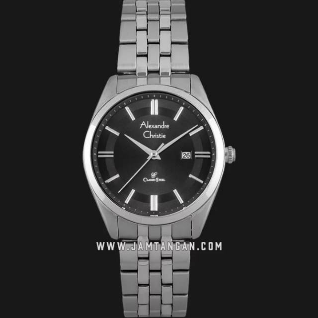 Alexandre Christie AC 8595 LD BSSBA Ladies Black Dial Stainless Steel Strap