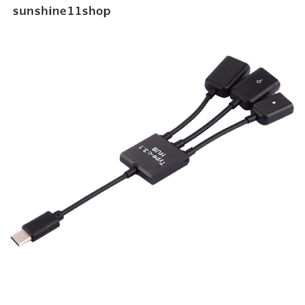 (SHO) 3 In 1 Kabel Adapter Konverter 3 Port USB-c 3.1 Male Ke USB 2.0 OTG