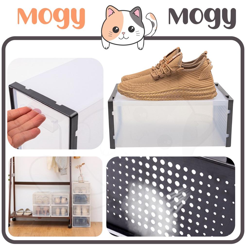 MOGYMOGY HL0197 BOX SEPATU PLASTIK TRANSPARAN BENING KOTAK SEPATU LIPAT TRANSPARAN TERLARISS...,,,,,