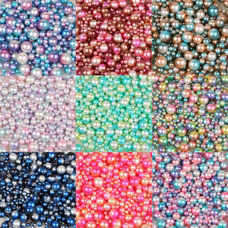 No Hole50-250pcs Manik-Manik Bulat Warna Campur Ukuran 4/6/8/10mm Untuk Dekorasi Scrapbook Diy