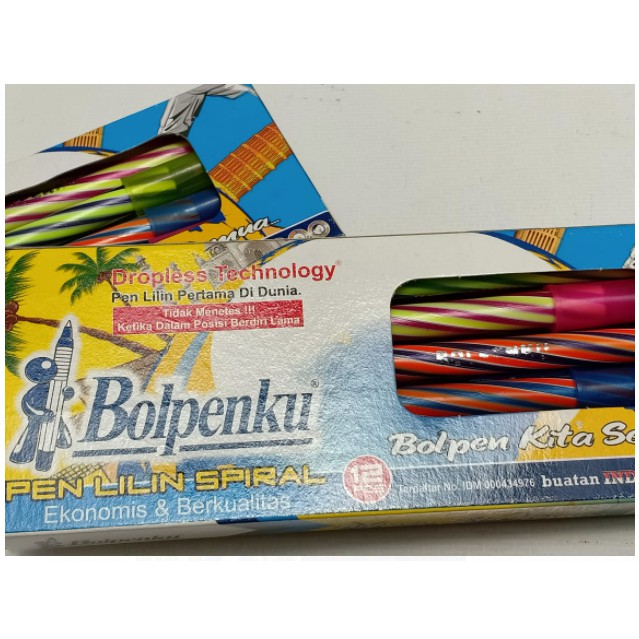 1 BOX PULPEN / BOLPEN / PEN LILIN SPIRAL EKONOMIS BERKUALITAS PERTAMA DI DUNIA