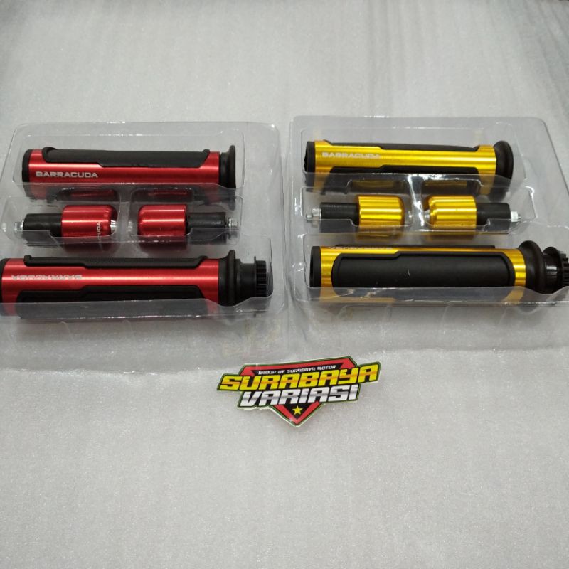 HANDGRIPS SET JALU STANG BARRACUDA MERAH GOLD ITALIAN DESIGN SUPER GRIPS