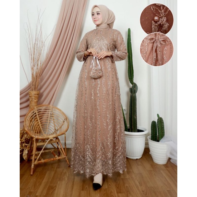 {COD}GAMIS TULLE BUSUI/GAMIS BROKAT TULLE/GAMIS TERBARU/GAMIS CANTIK/GAMIS MEWAH/GAMIS PESTA MODERN/