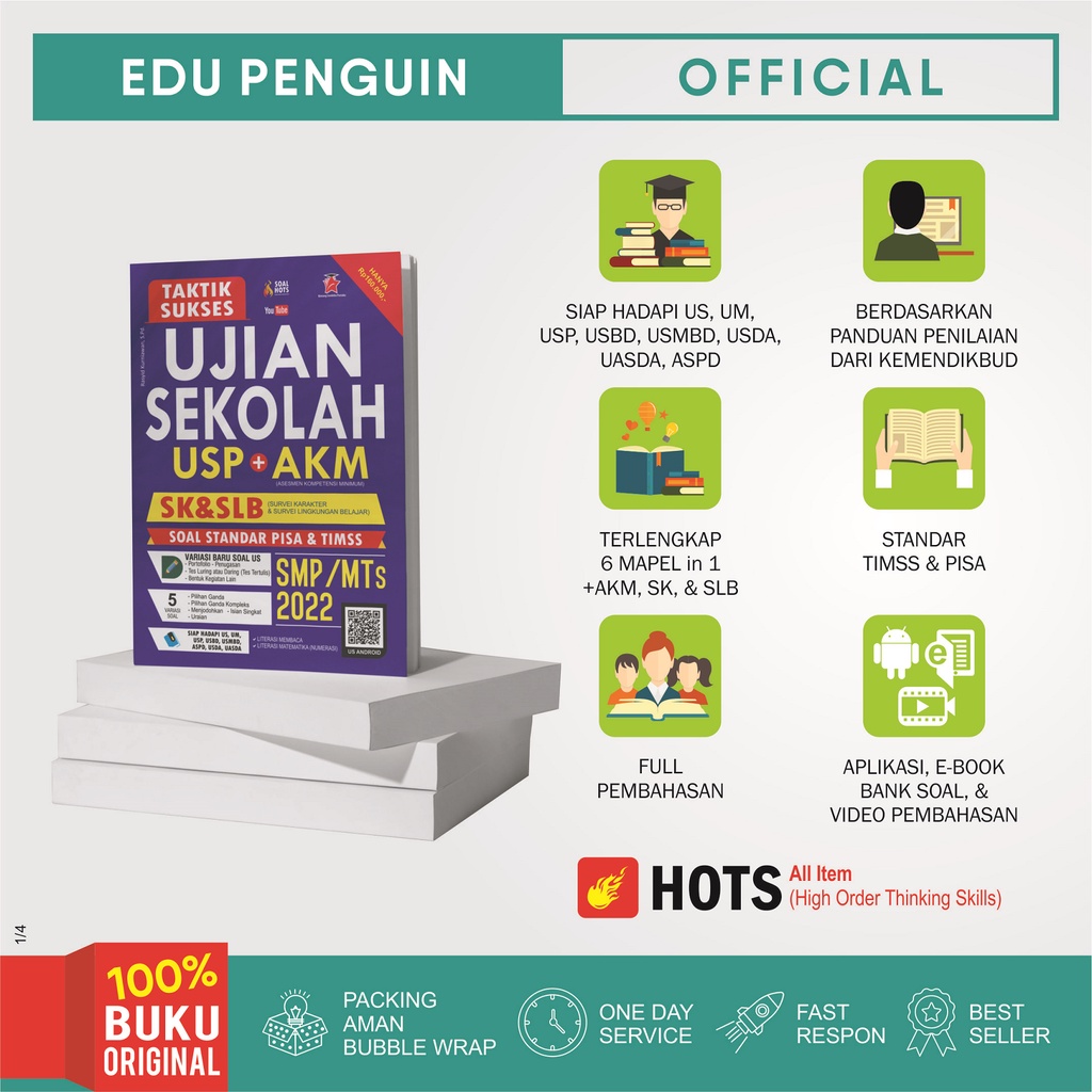Edu Penguin Taktik Sukses Ujian Sekolah+AKM SMP/MTs 2022