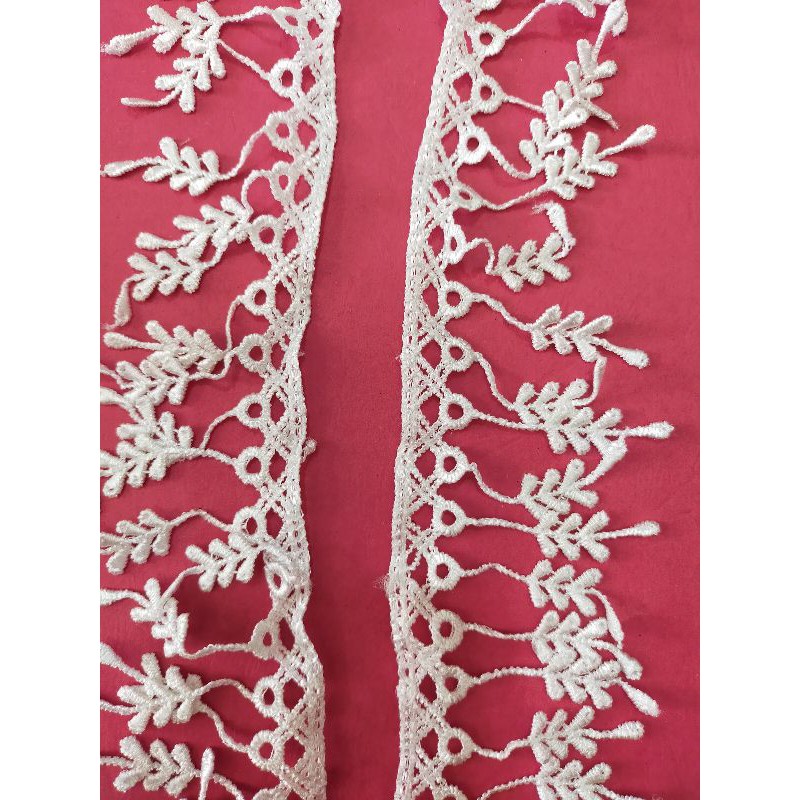 PER YARD RENDA ZIFFER WARNA PUTIH TULANG LEBAR 6CM