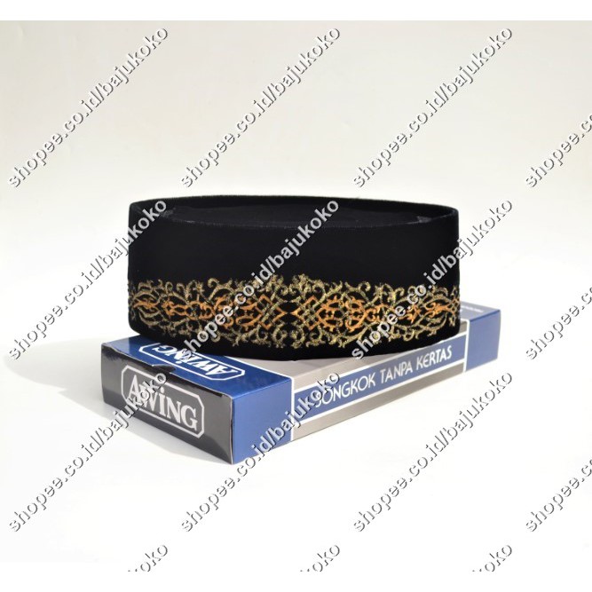 Peci Awing / Songkok Awing / Kopiah Awing Bordir Zhavier Emas