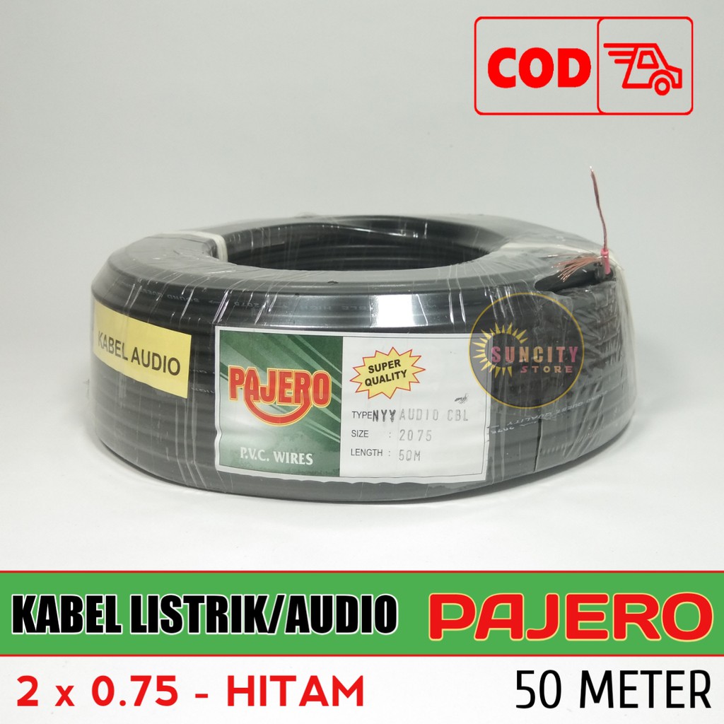 Pajero Kabel Listrik / Audio HYO 2 x 0.75 Hitam &amp; Putih - 50 Meter