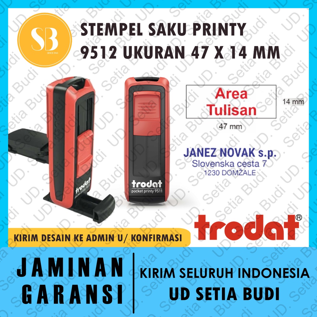 Stempel Saku Printy Custom 9512 ukuran 47 x 14 mm