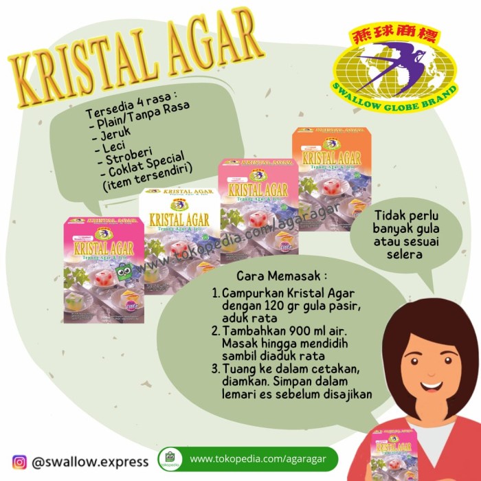 

504Omekho Kristal Agar Jelly - Swallow Globe Sekotak Isi 12 Sachet - Plain Jy60Jhh