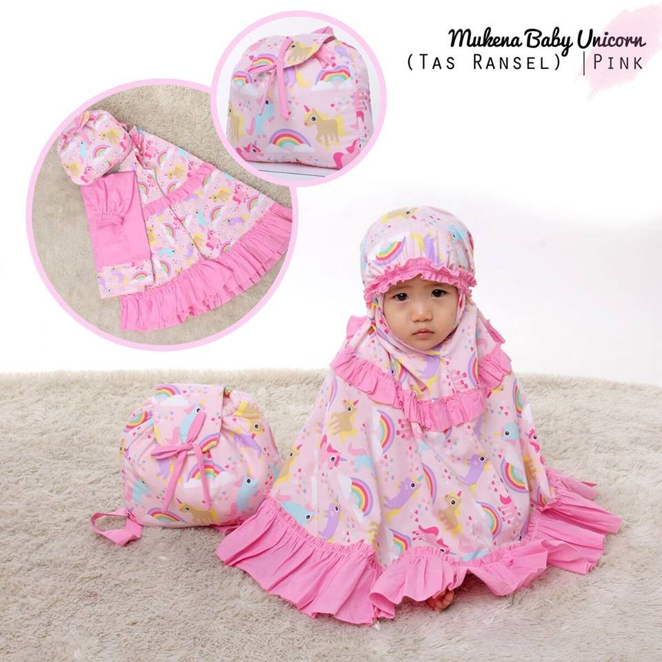 Mukena Anak Katun Karakter Baby Unicorn (Tas Ransel)