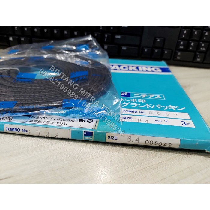 GLAND PACKING TOMBO 9038 G-FLON 6.4 x 3 METER