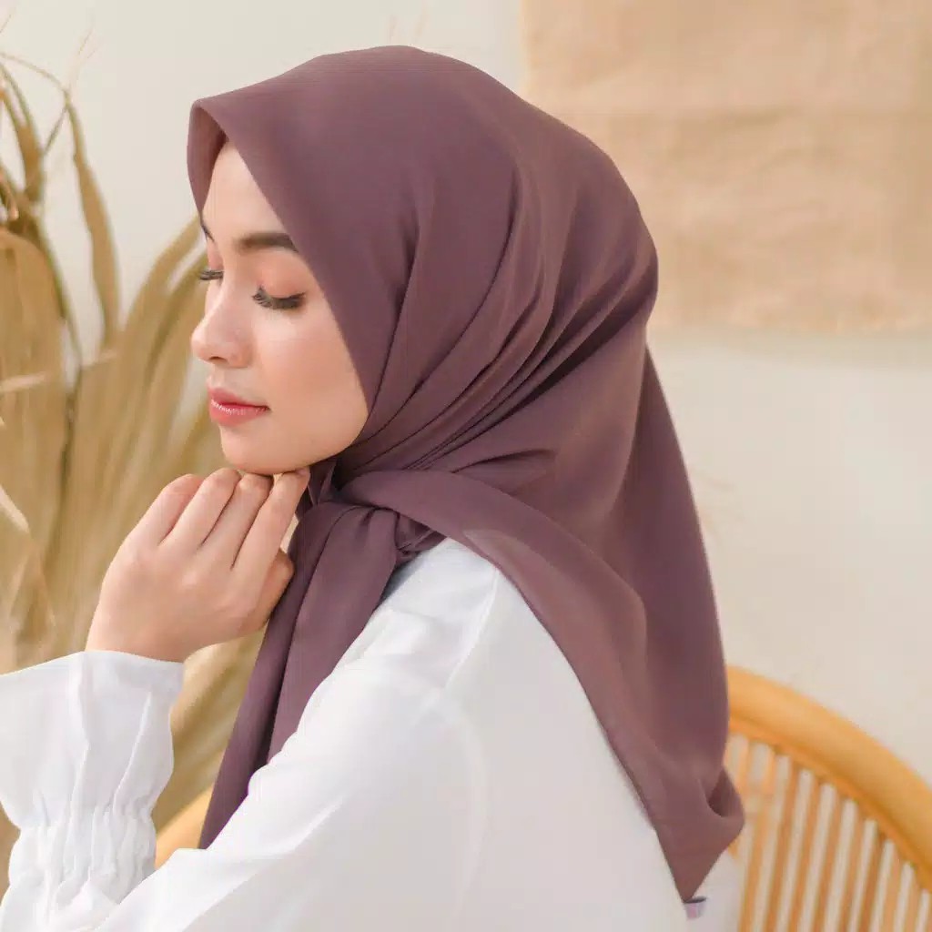 Khimar Segi 4 Syafany Super Finne Polos Murah Meriah-Millo Tua