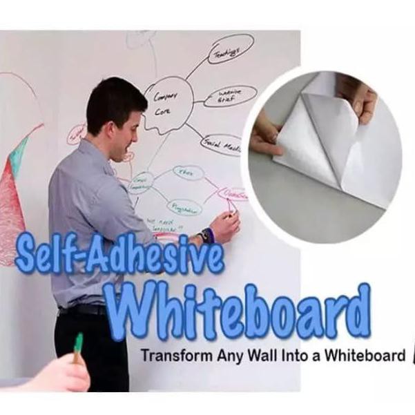 

PAPAN TULIS WHITE BOARD WALLPAPER WARNA PUTIH SIZE 45CM X 2M