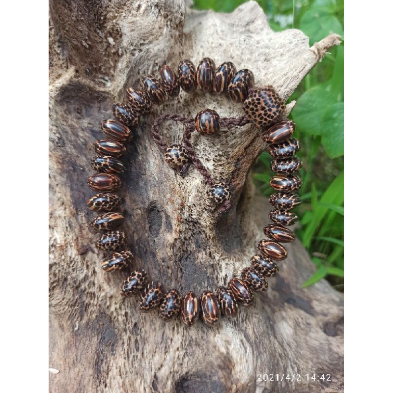 Gelang Liwung Macan Butiran pipih 8mm Asli Liwung Macan