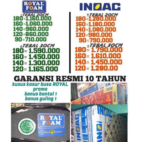 kasur Busa Royal Foam dan inoac D16 busa hitam