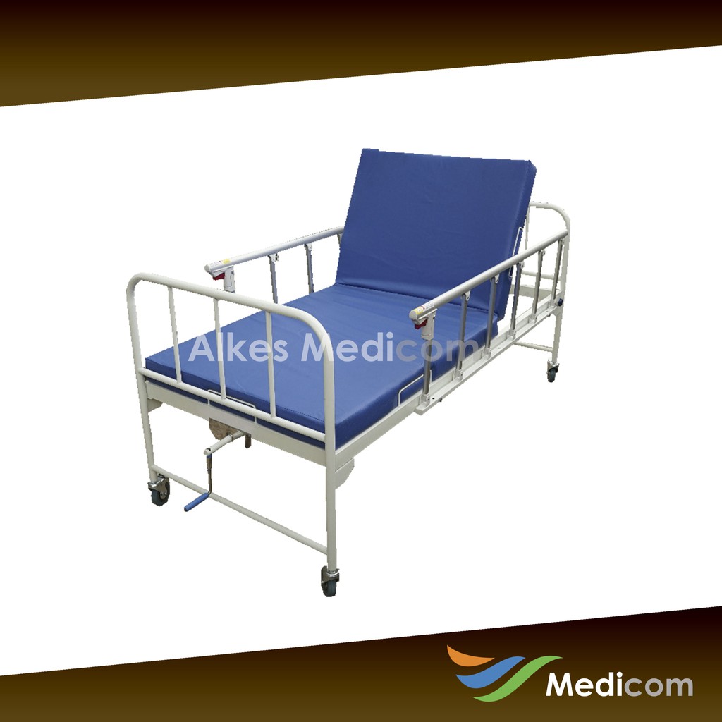 Bed Pasien Ekonomis 1 Engkol With Siderail Alumunium