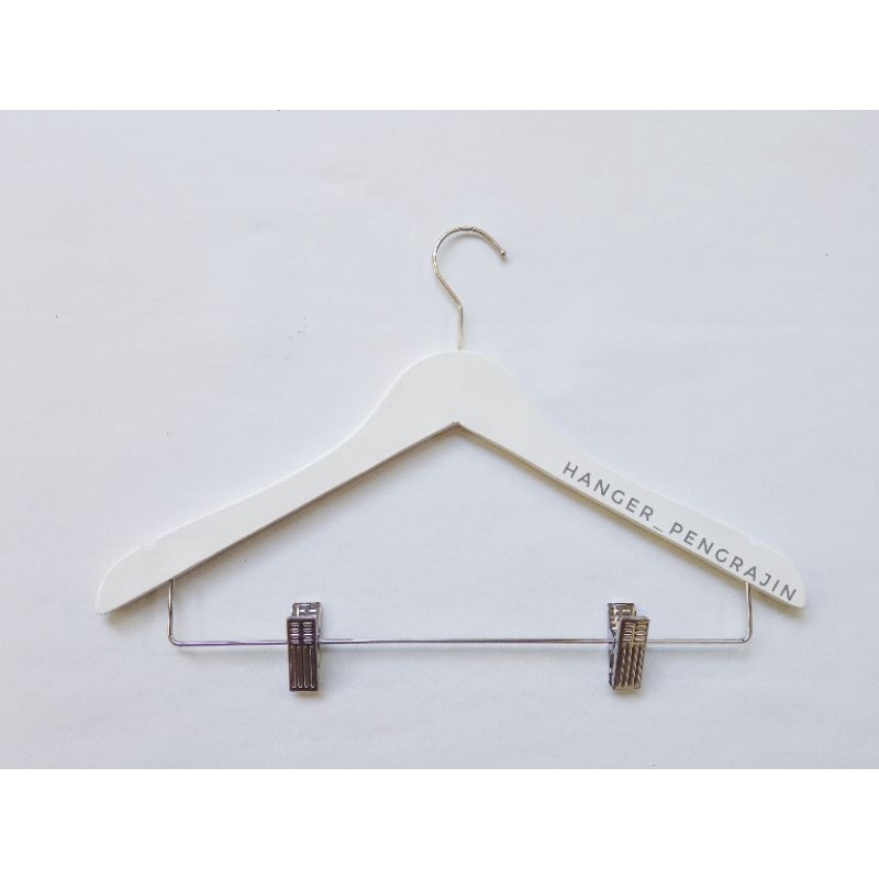 HANGER BAJU KAYU JEPIT PUTIH DEWASA