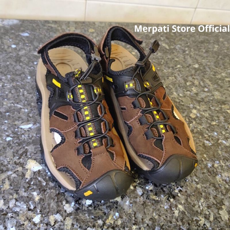 Merpati Store - Sandal Gunung Pria Original Olahraga Outdoor Sendal Kulit Pria Hiking Keren