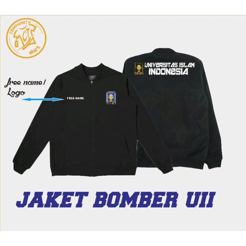 Jaket UII Bomber / Universitas Islam Indonesia Jacket Black Navy Misty