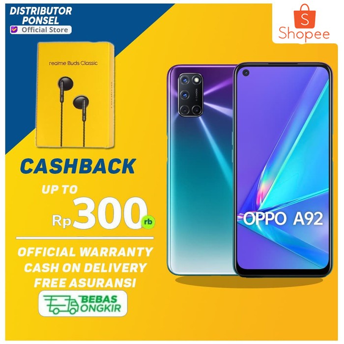 OPPO A92 6/128 RAM 6GB ROM 128GB GARANSI RESMI | Shopee Indonesia