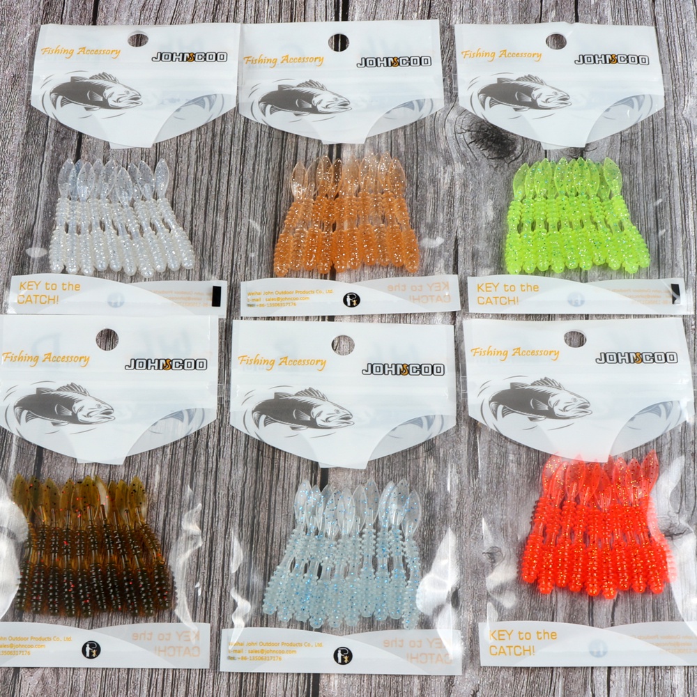 UMPAN Ajing Rock Fish JOHNCOO ULTRALIGHT Soft Fishing Lure 48mm 0.48g Soft Lures 10pcs/lot Rockfishing Worm Swimbaits Jig Lure