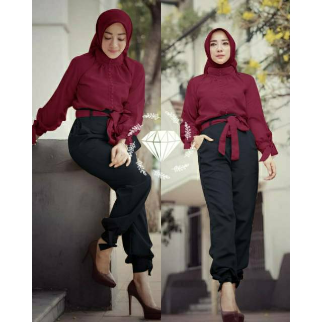 SET CELANA CAMERON, MOSCREPE, GAMIS HIJAB MUSLIM, SETELAN