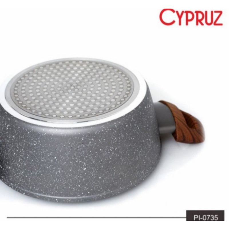 cypruz panci+lid marble induksi soup pot casserole 24cm+ tutup kaca tebal