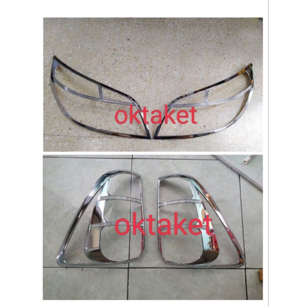 Paket Garnish lampu depan belakang Rush  Terios 2012 2013 2014 chrome &amp; Hitam