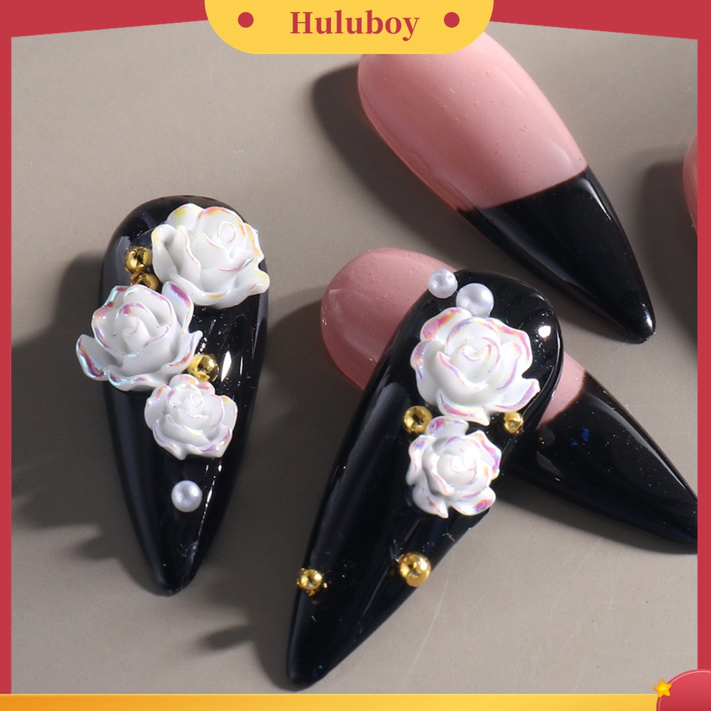 Huluboy Huluboy♡ 1 Kotak Ornamen Bunga Camellia Putih Mini Bahan Resin Untuk Dekorasi Nail Art