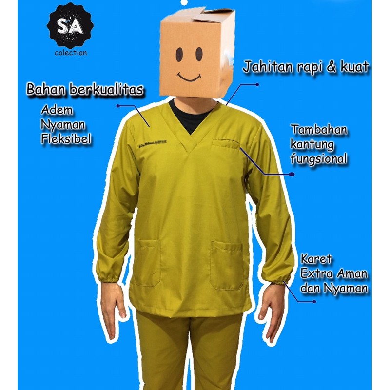 Baju Jaga 3 Kantung/ Baju OK/ Baju OKA/ Baju Scrub/ Seragam Medis/ Baju perawat/ Baju Operasi