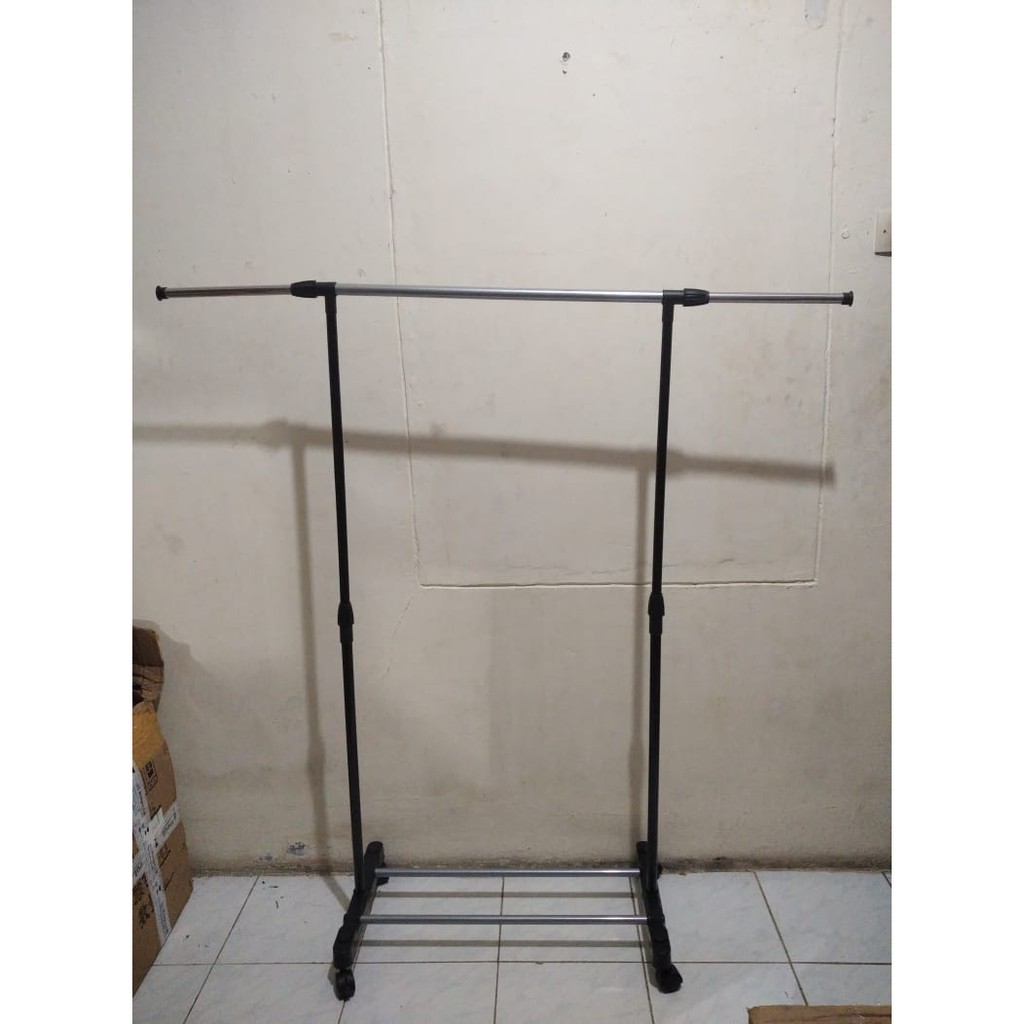 STAND HANGER SINGLE / RAK GANTUNGAN / JEMURAN BAJU PAKAIAN SINGLE RODA 4