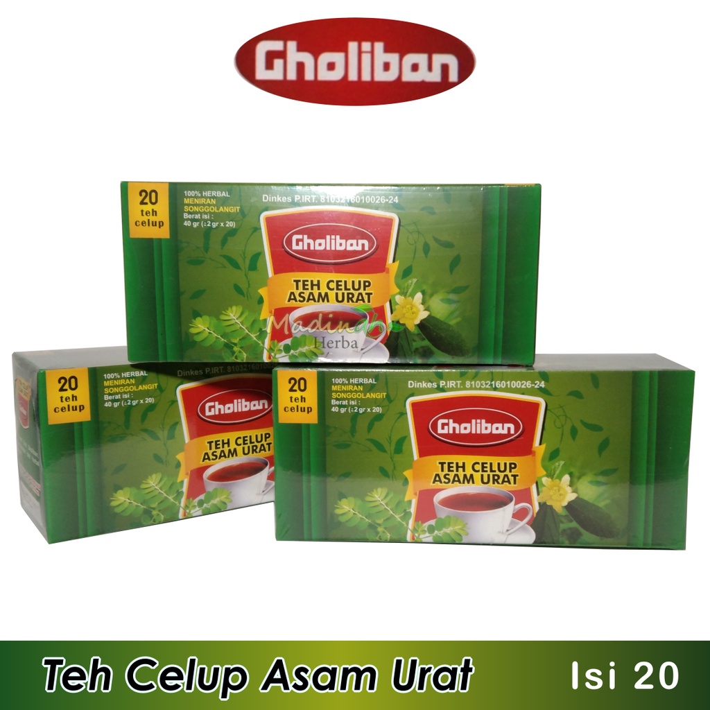 Teh Celup Khusus Asam Urat Gholiban 100% Herbal Pilihan