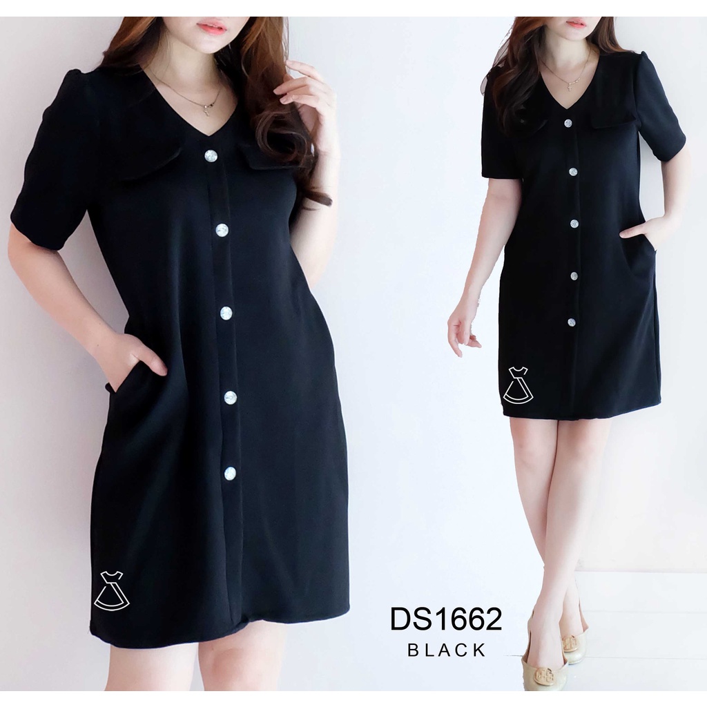 DS1662 - Dress Midi Scuba Dress Wanita Style Casual